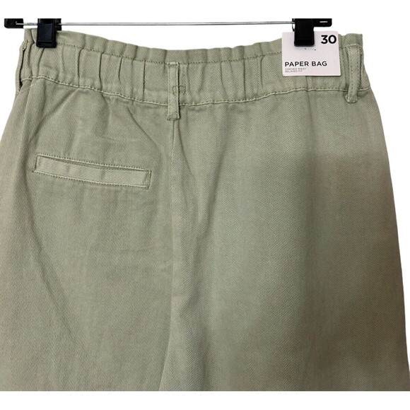 Forever 21 Paper Bag Green Cinched Waist Relaxed Fit Denim Jean High Rise - Picture 5 of 8